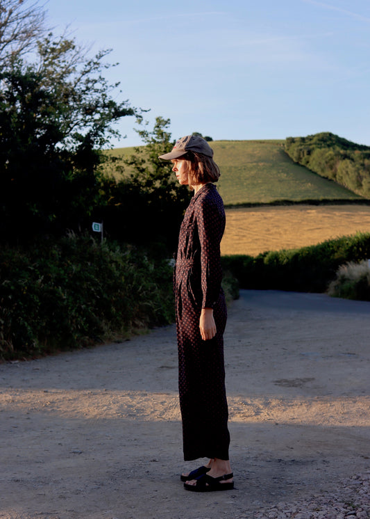 TOAST | Navy Diamond Foulard Jumpsuit