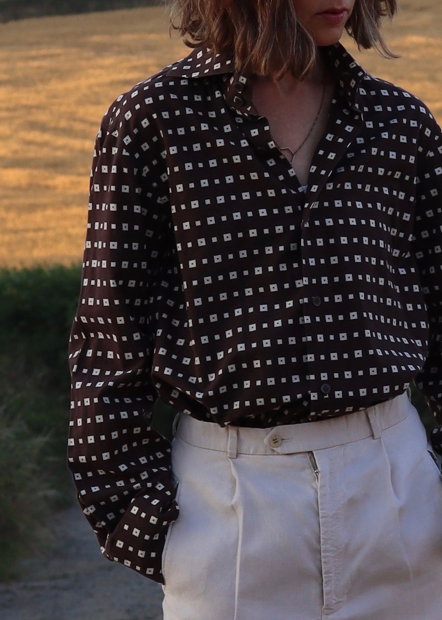 Agnes B Homme | Brown Geometric Print Shirt