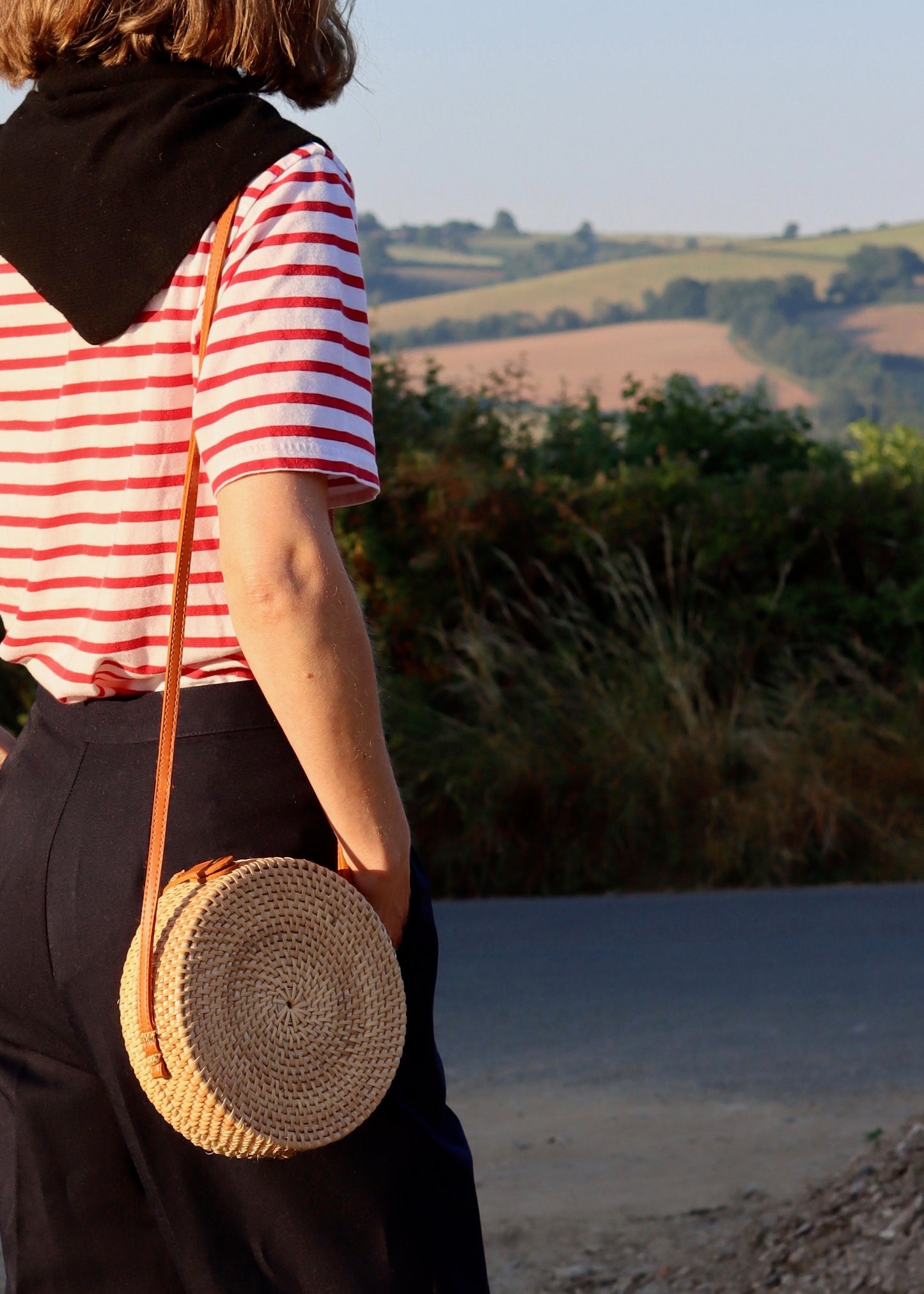 Boho round rattan crossbody bag