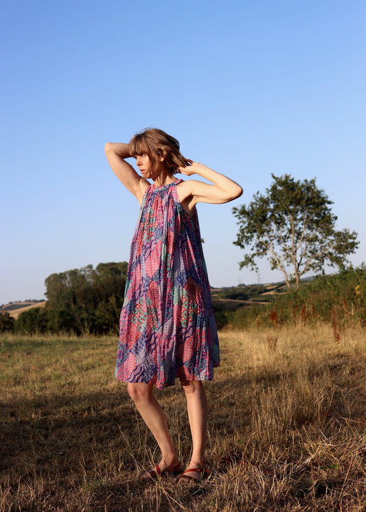 Rare Vtg Sultana for Adini 1970s Halterneck Dress