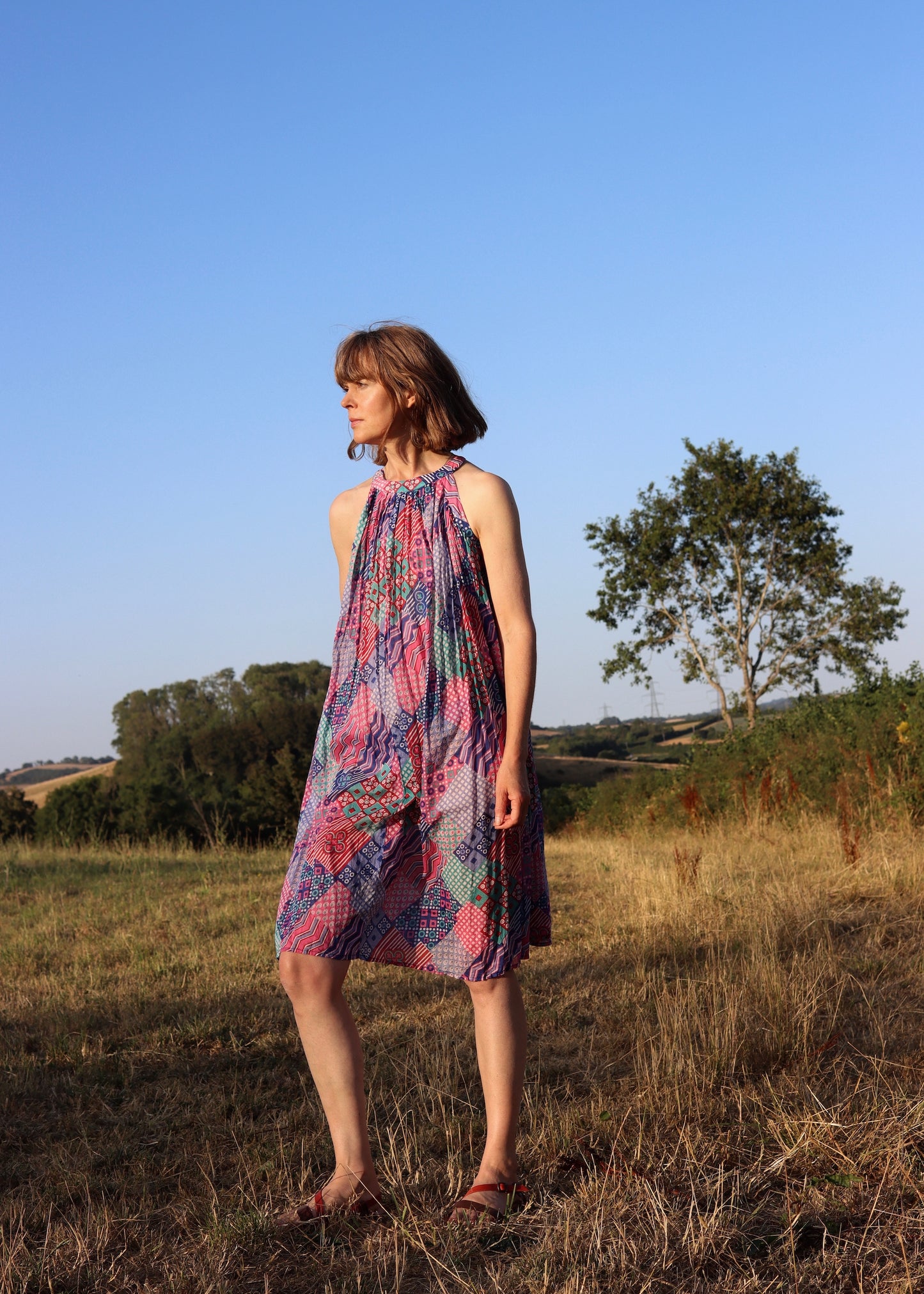 Rare Vtg Sultana for Adini 1970s Halterneck Dress