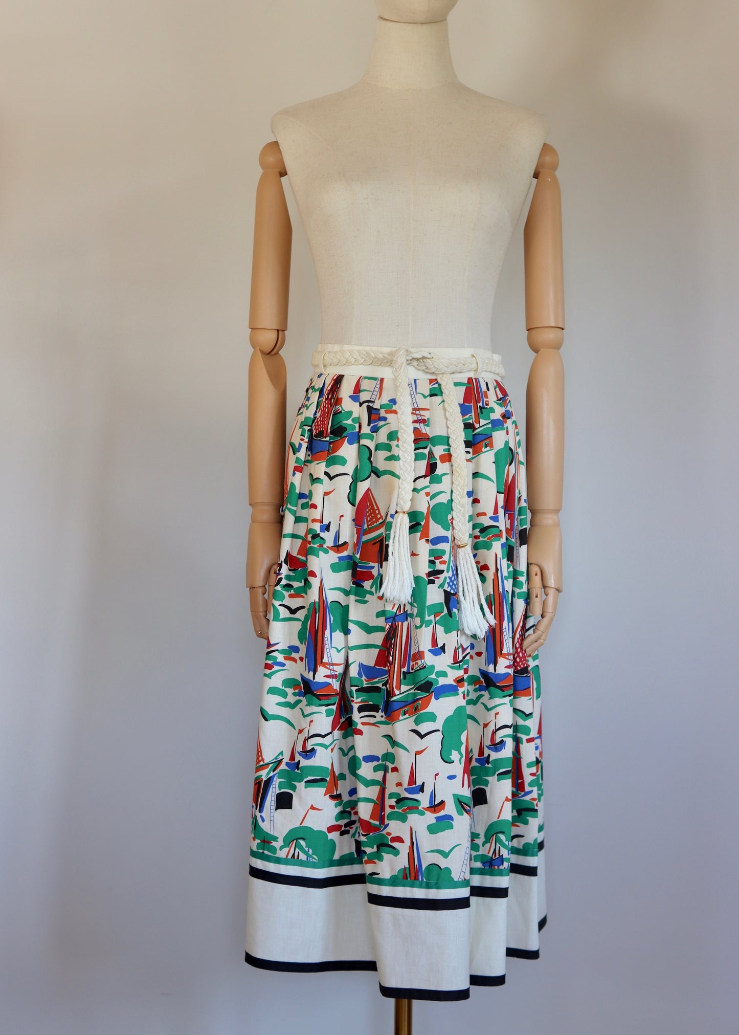 Vintage Novelty Print Skirt and Matching Scarf