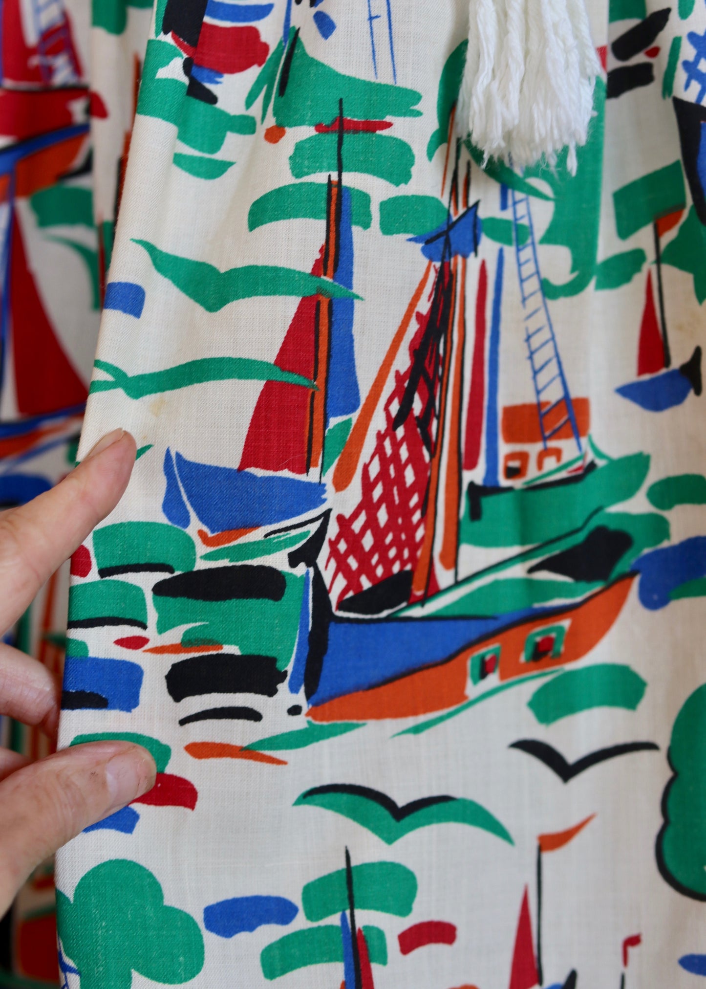 Vintage Novelty Print Skirt and Matching Scarf