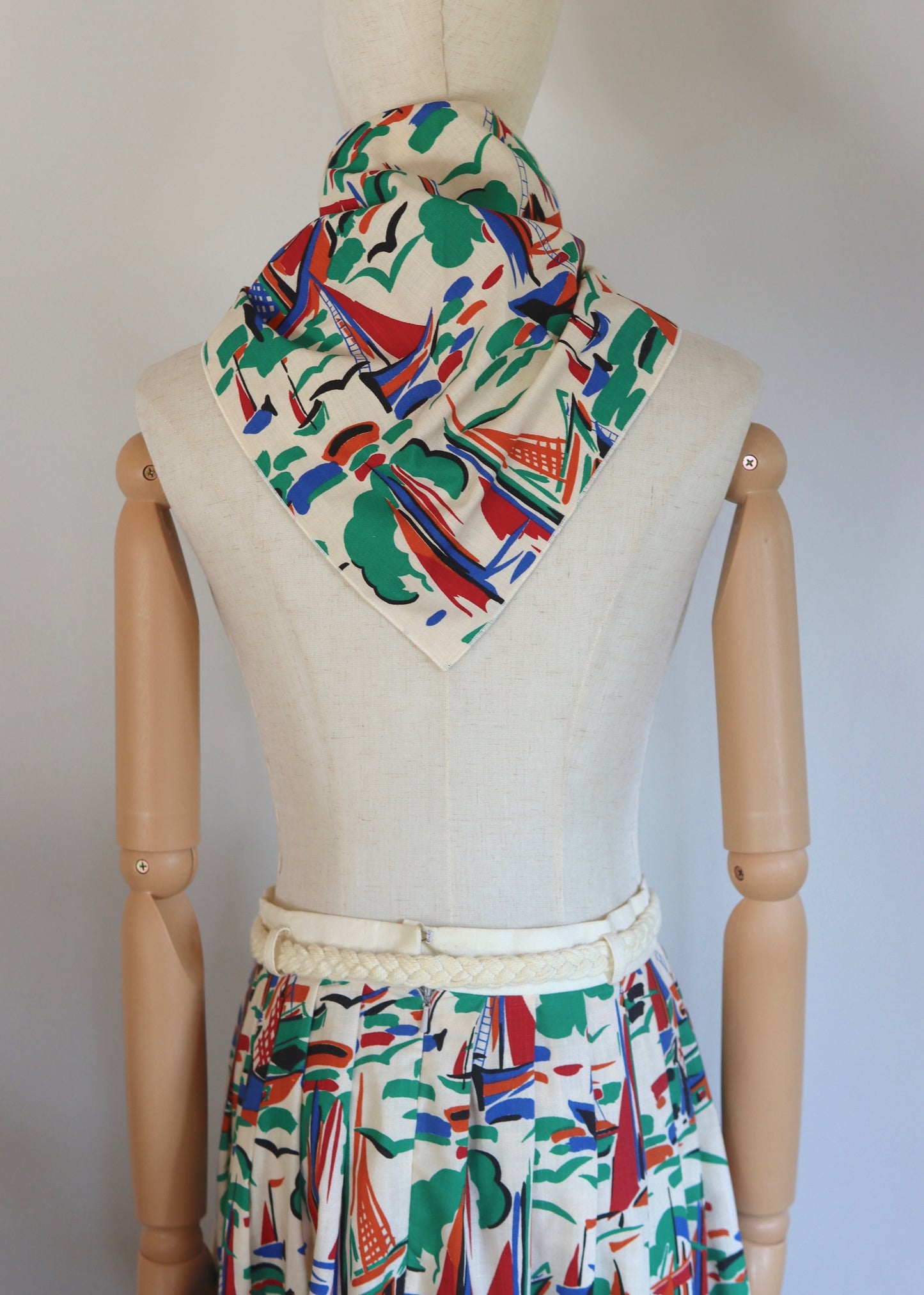 Vintage Novelty Print Skirt and Matching Scarf