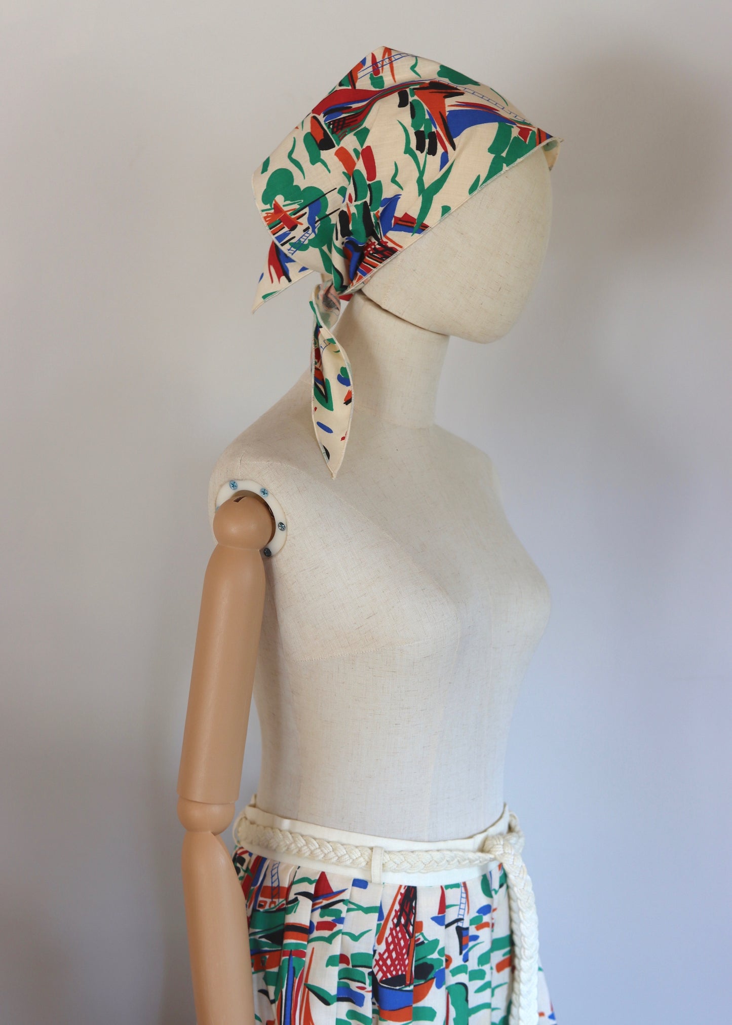 Vintage Novelty Print Skirt and Matching Scarf
