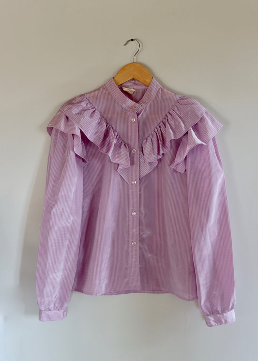Ruffled 1970s Lilac Blouse