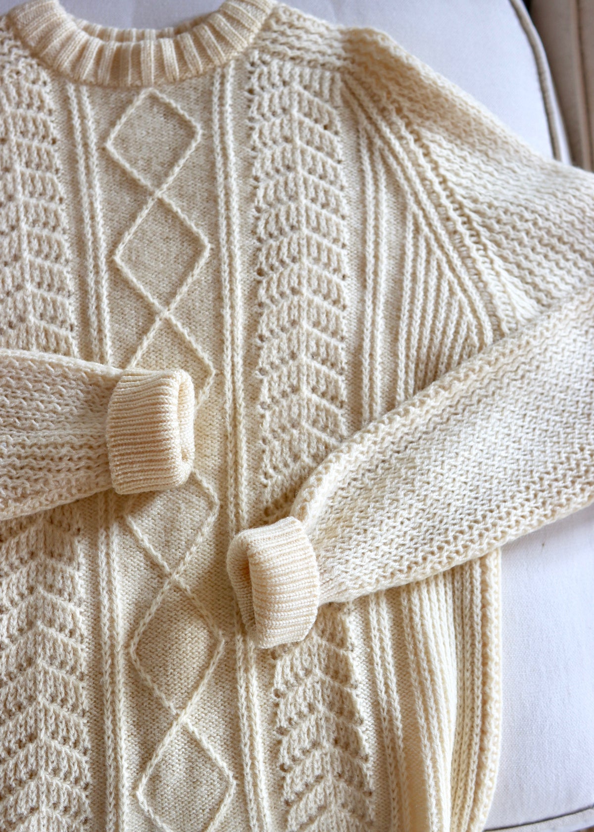 St Michael Cream Aran Knit All Wool Jumper