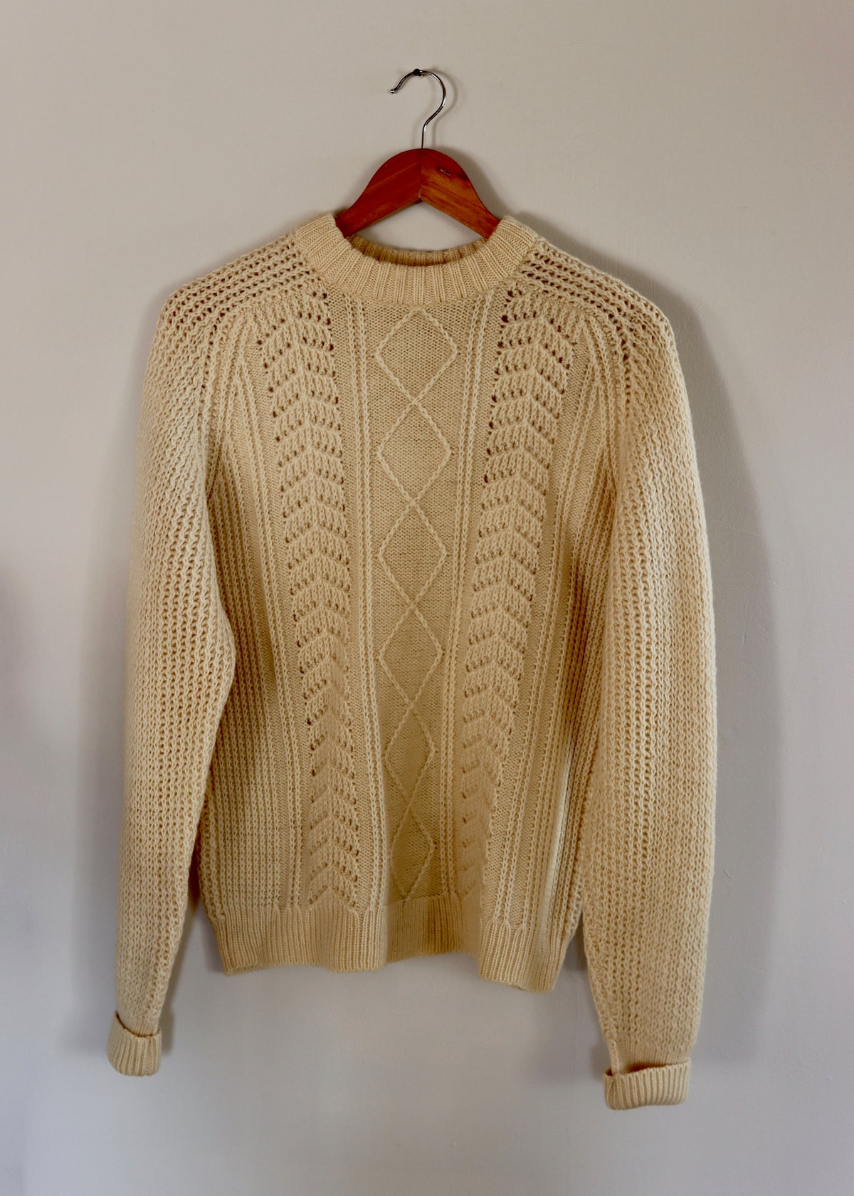 St Michael Cream Aran Knit All Wool Jumper