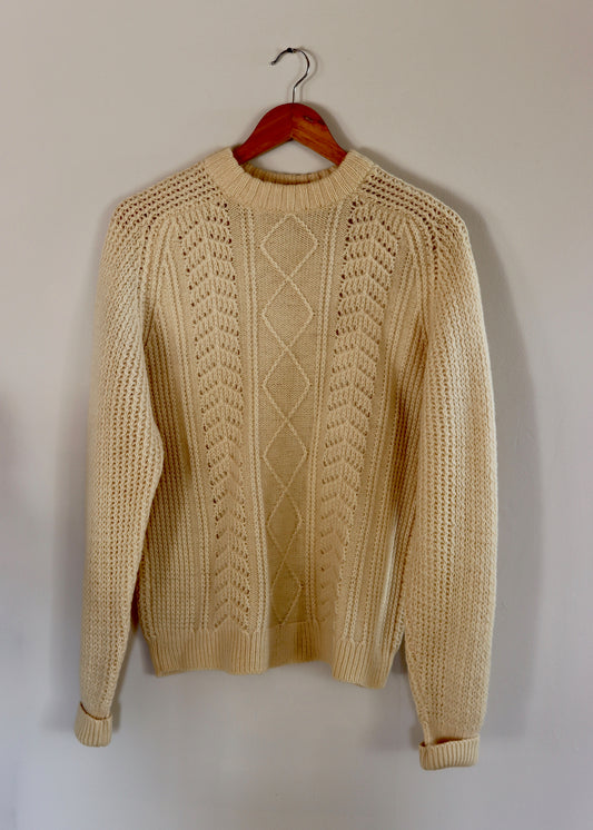 St Michael Cream Aran Knit All Wool Jumper