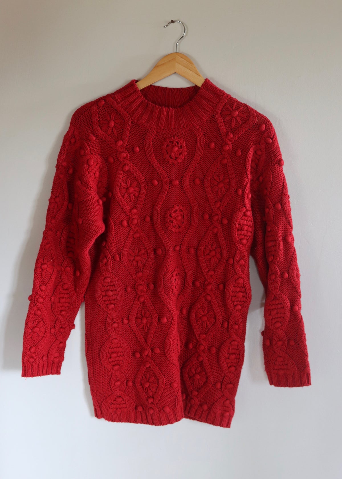 Red Popcorn Knit Jumper