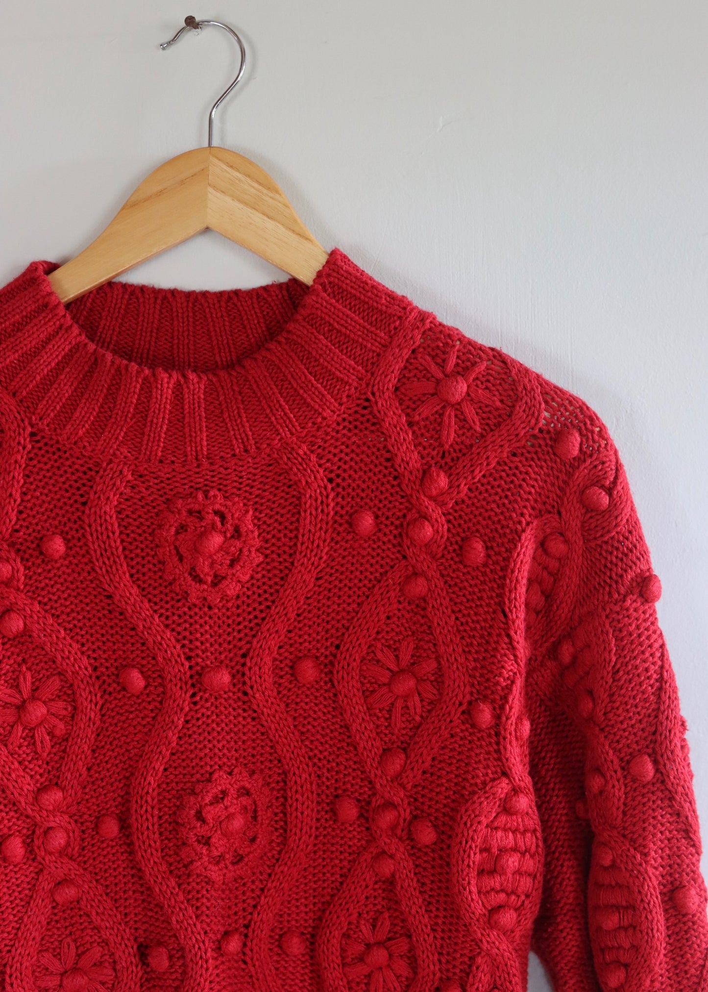 Red Popcorn Knit Jumper