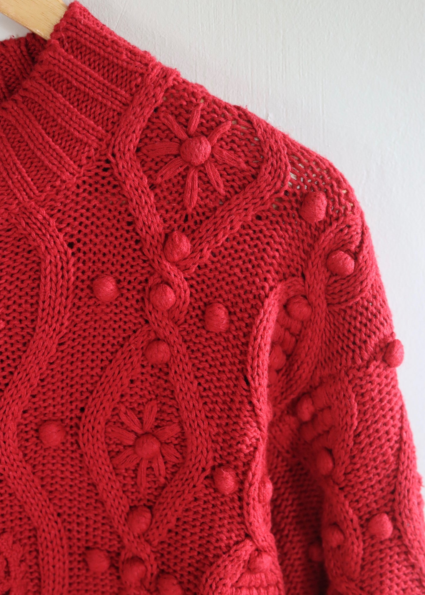 Red Popcorn Knit Jumper