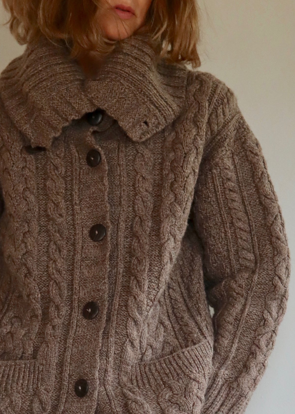 Irish Merino Wool Cardigan Carraig Donn M