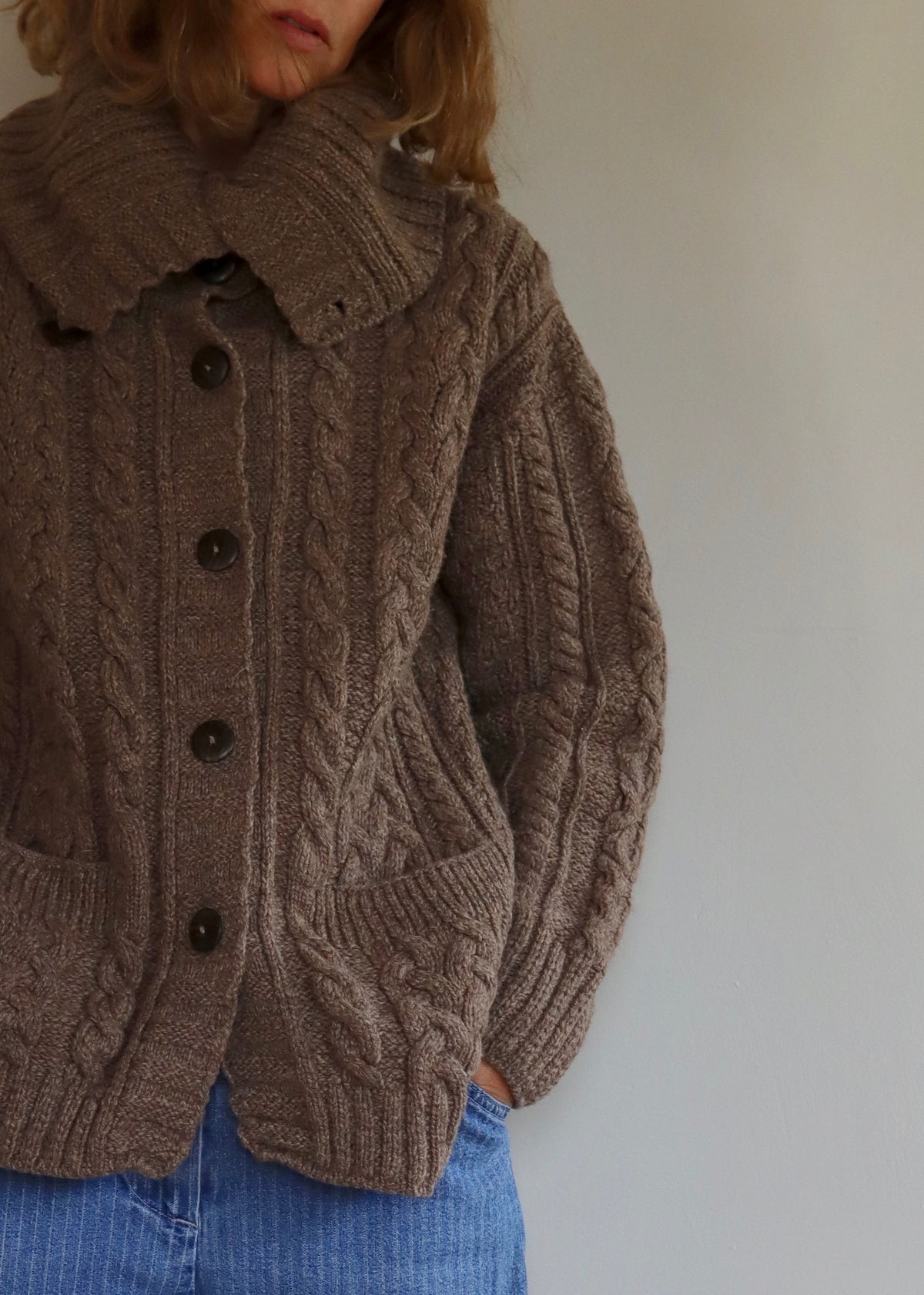 Irish Merino Wool Cardigan Carraig Donn M