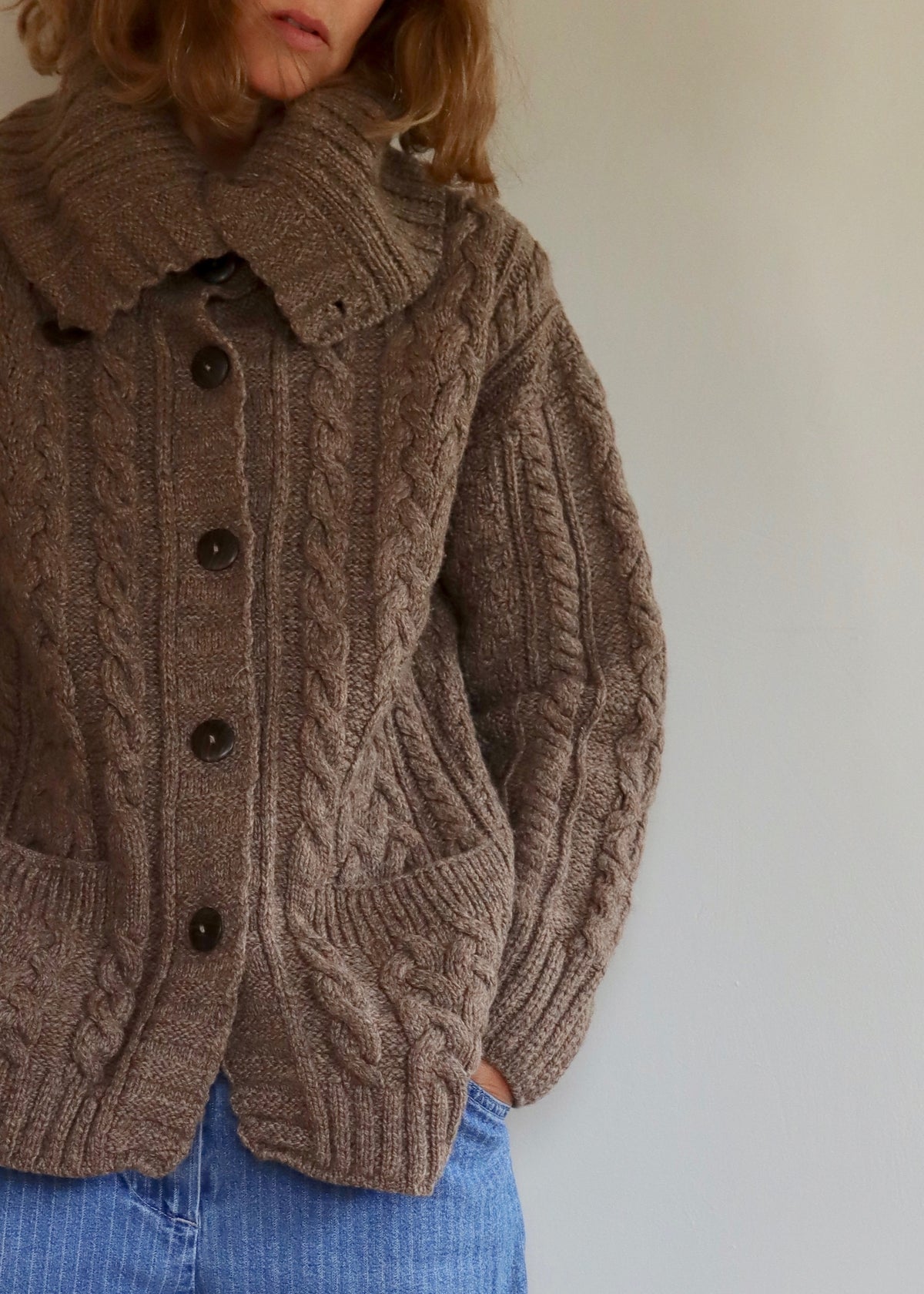 Irish Merino Wool Cardigan Carraig Donn M