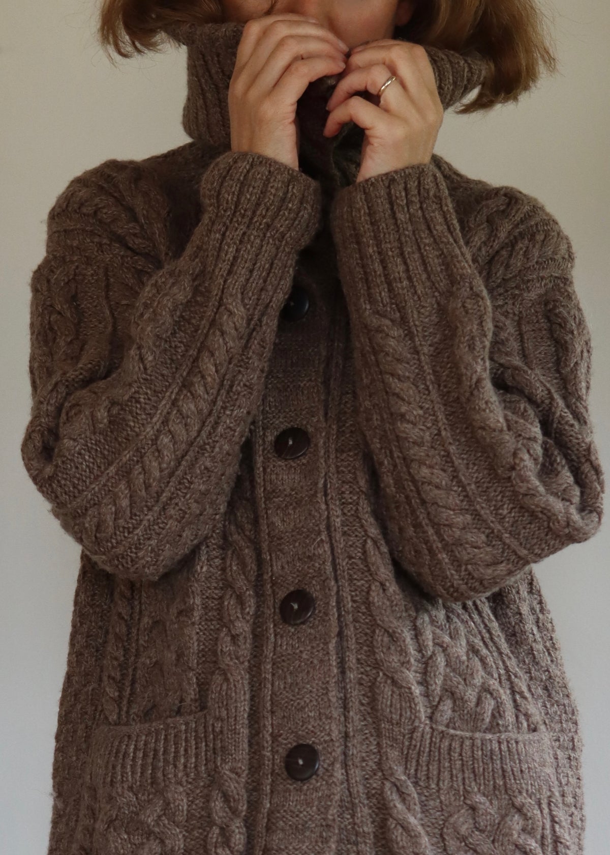Irish Merino Wool Cardigan Carraig Donn M