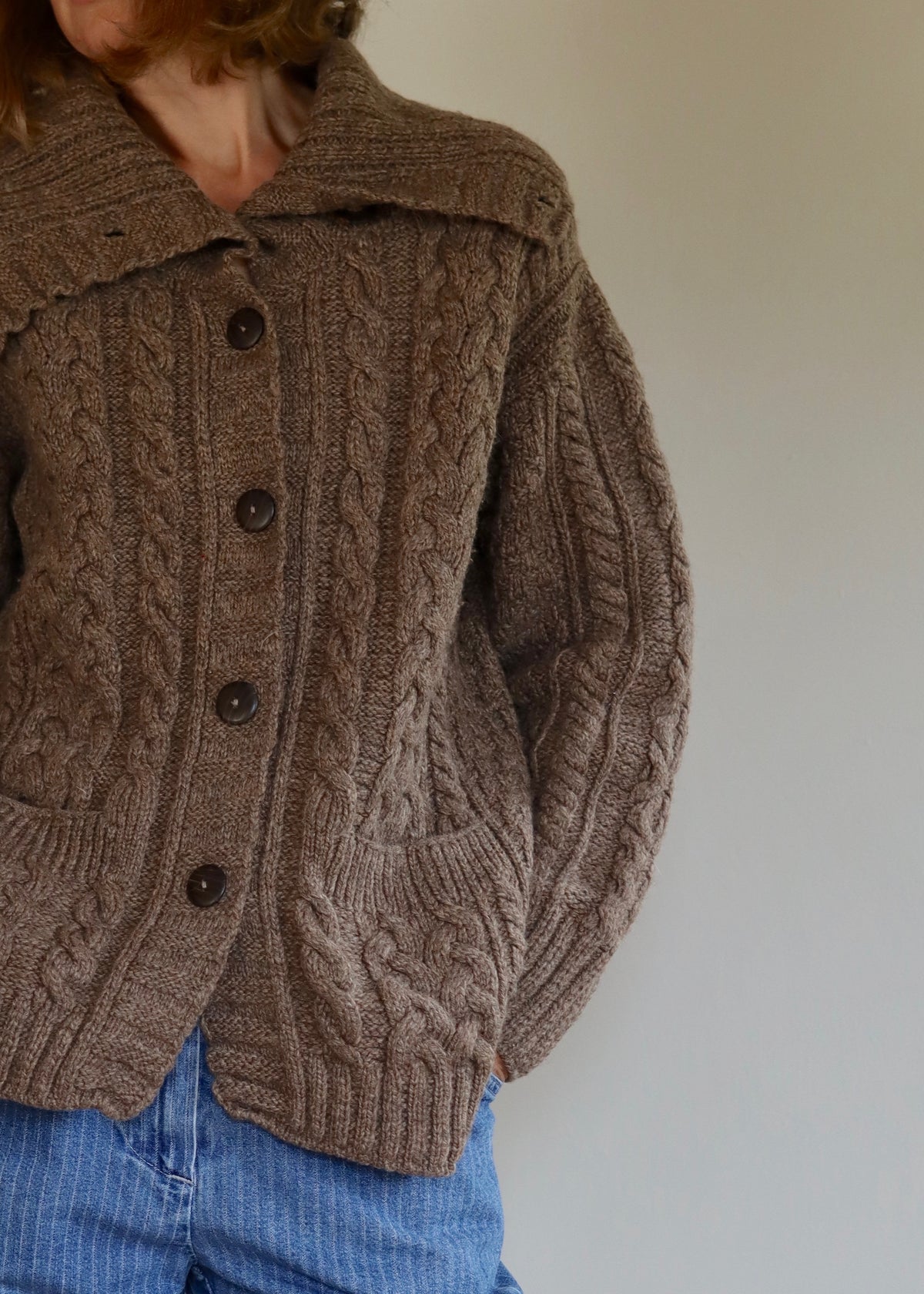 Irish Merino Wool Cardigan Carraig Donn M