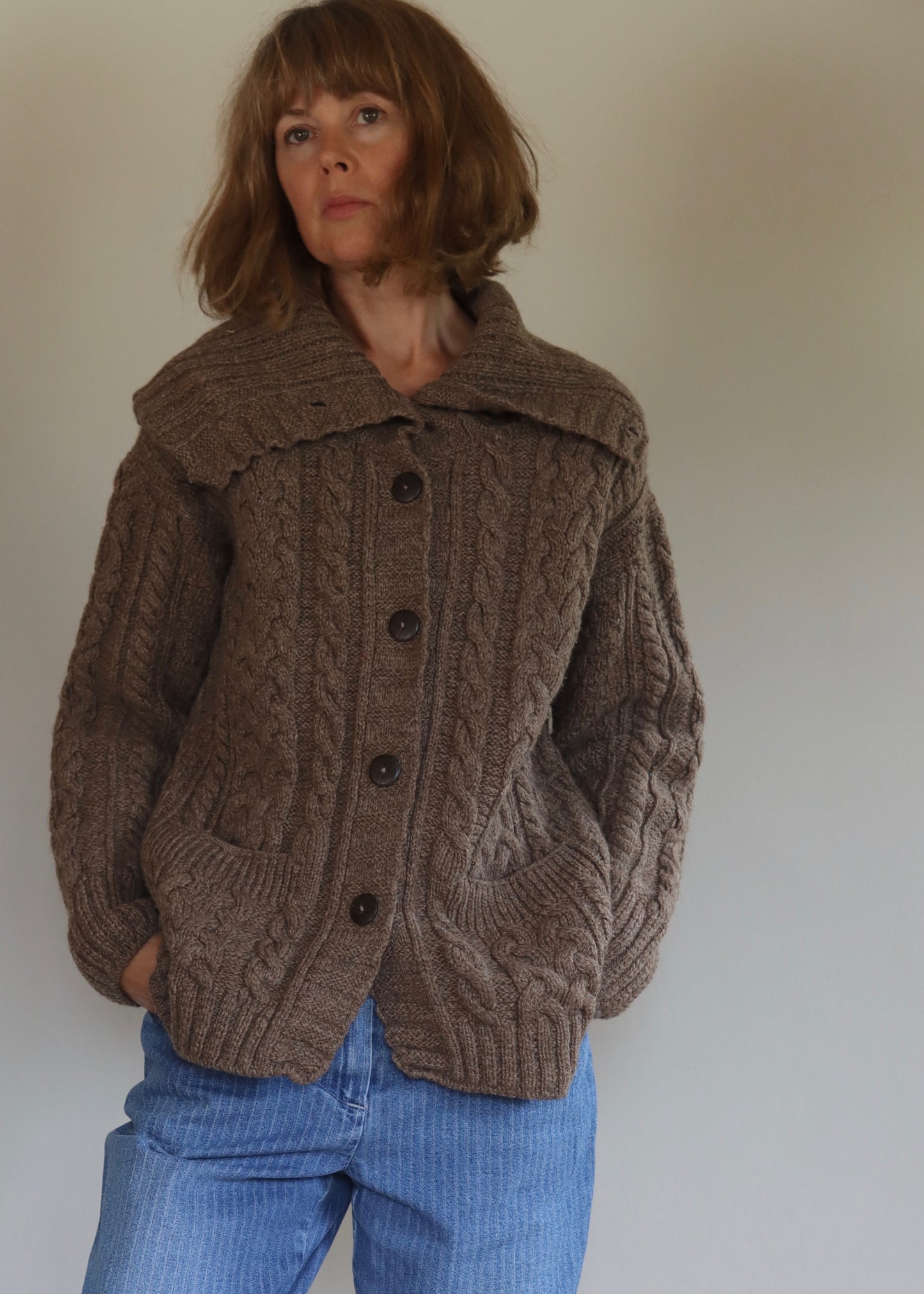 Irish Merino Wool Cardigan Carraig Donn M