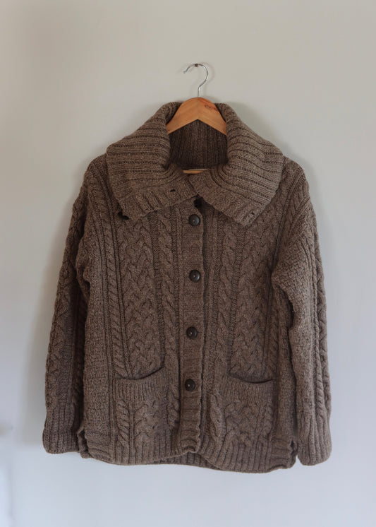 Irish Merino Wool Cardigan Carraig Donn M