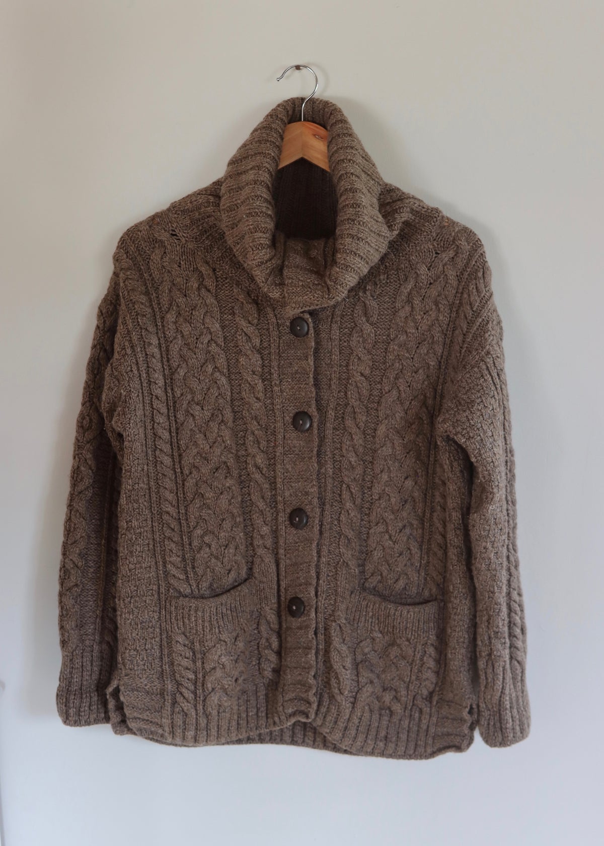 Irish Merino Wool Cardigan Carraig Donn M