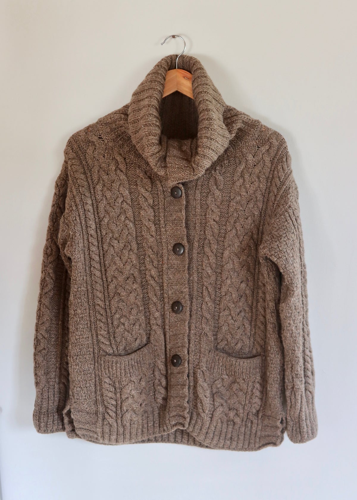Irish Merino Wool Cardigan Carraig Donn M