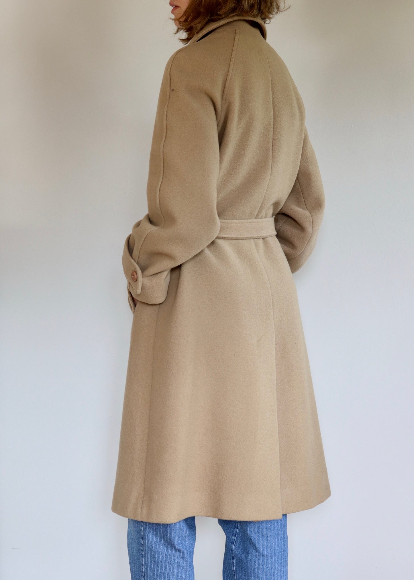 Camel Pure New Wool Belted Coat