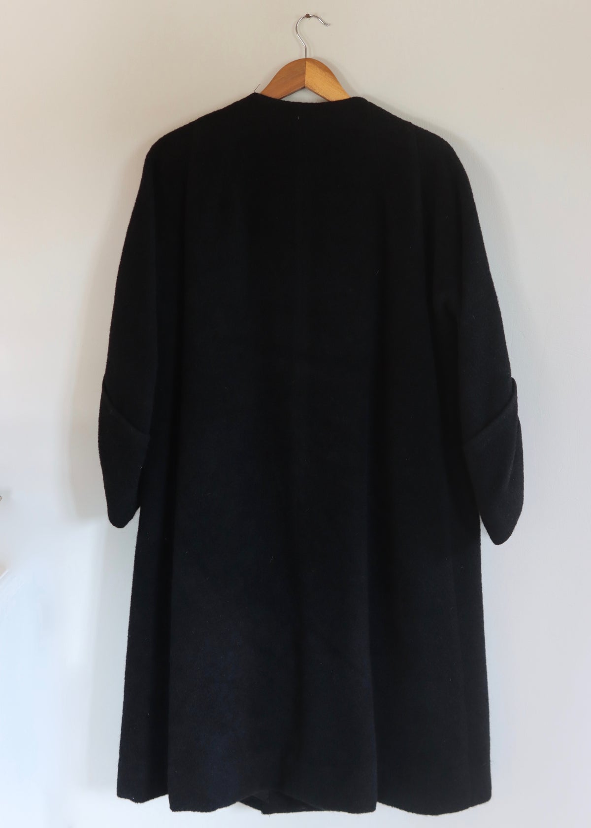 Unique Handmade Black Wool 1950s Vintage Coat