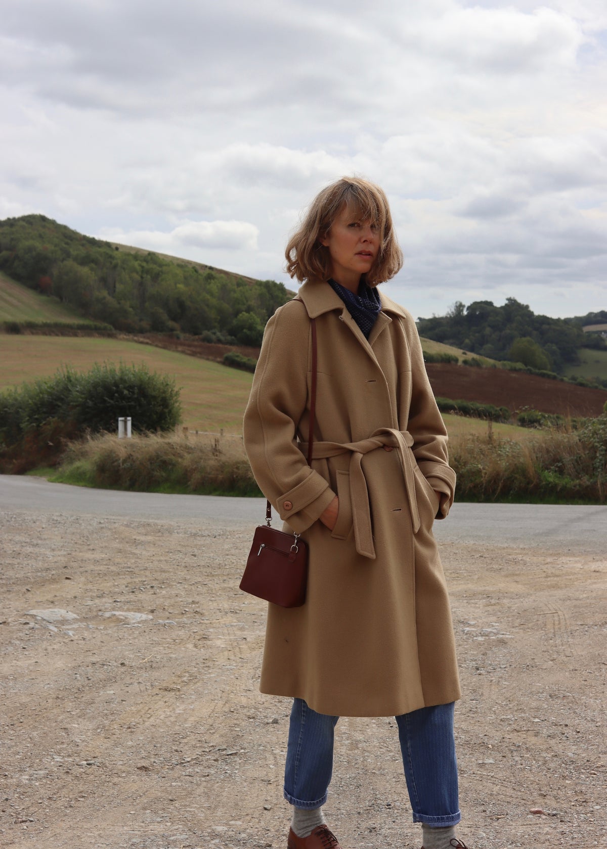 Camel Pure New Wool Belted Coat