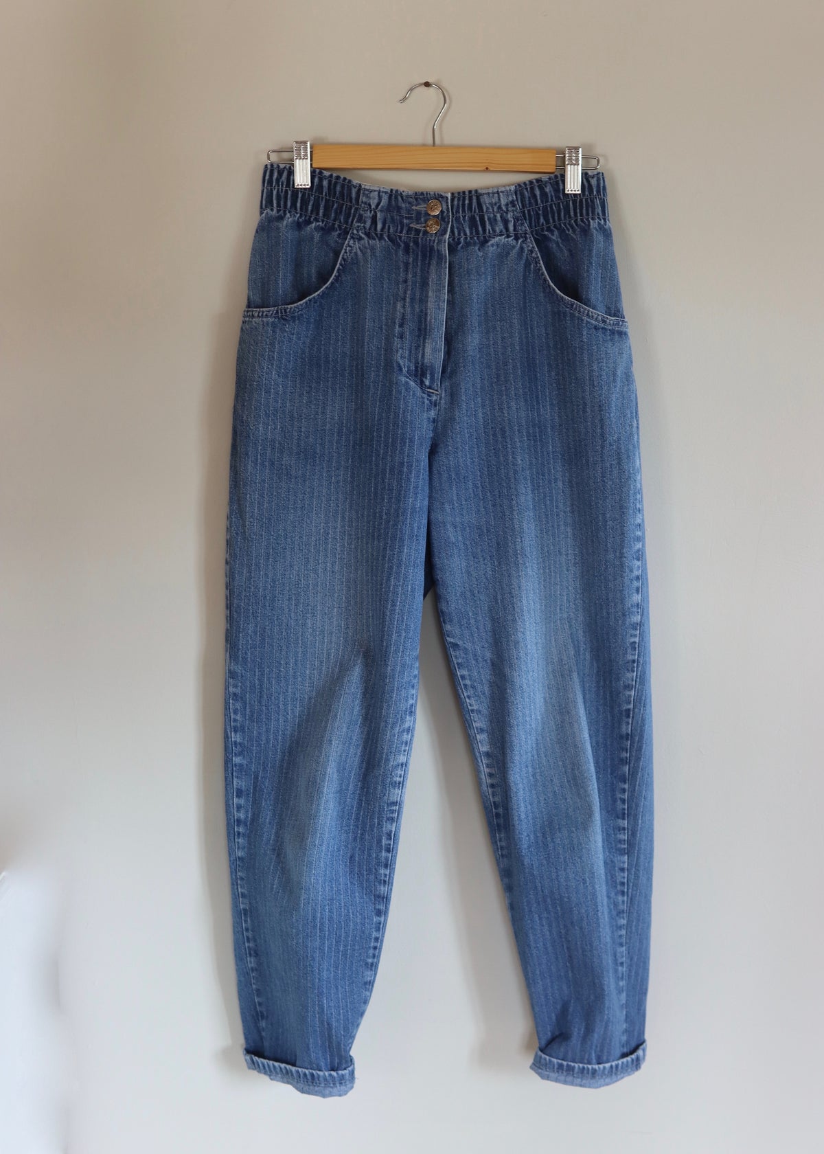 Vintage 80s St Michael Tapered Mom Stripe Jeans