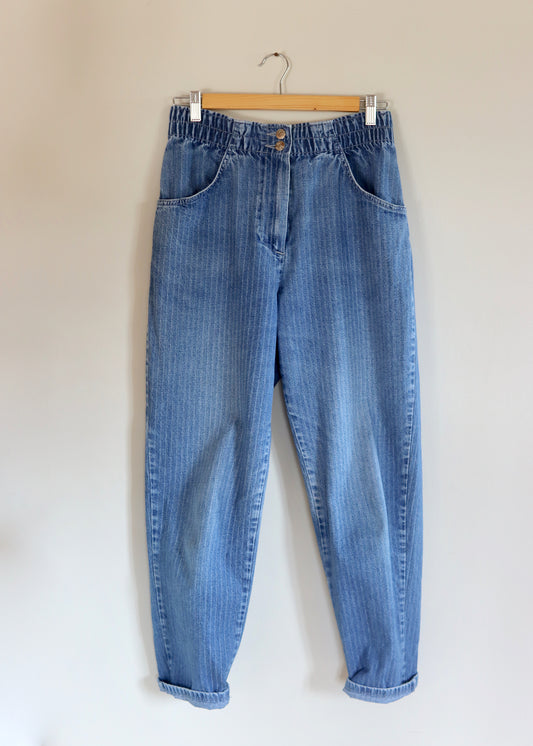 Vintage 80s St Michael Tapered Mom Stripe Jeans