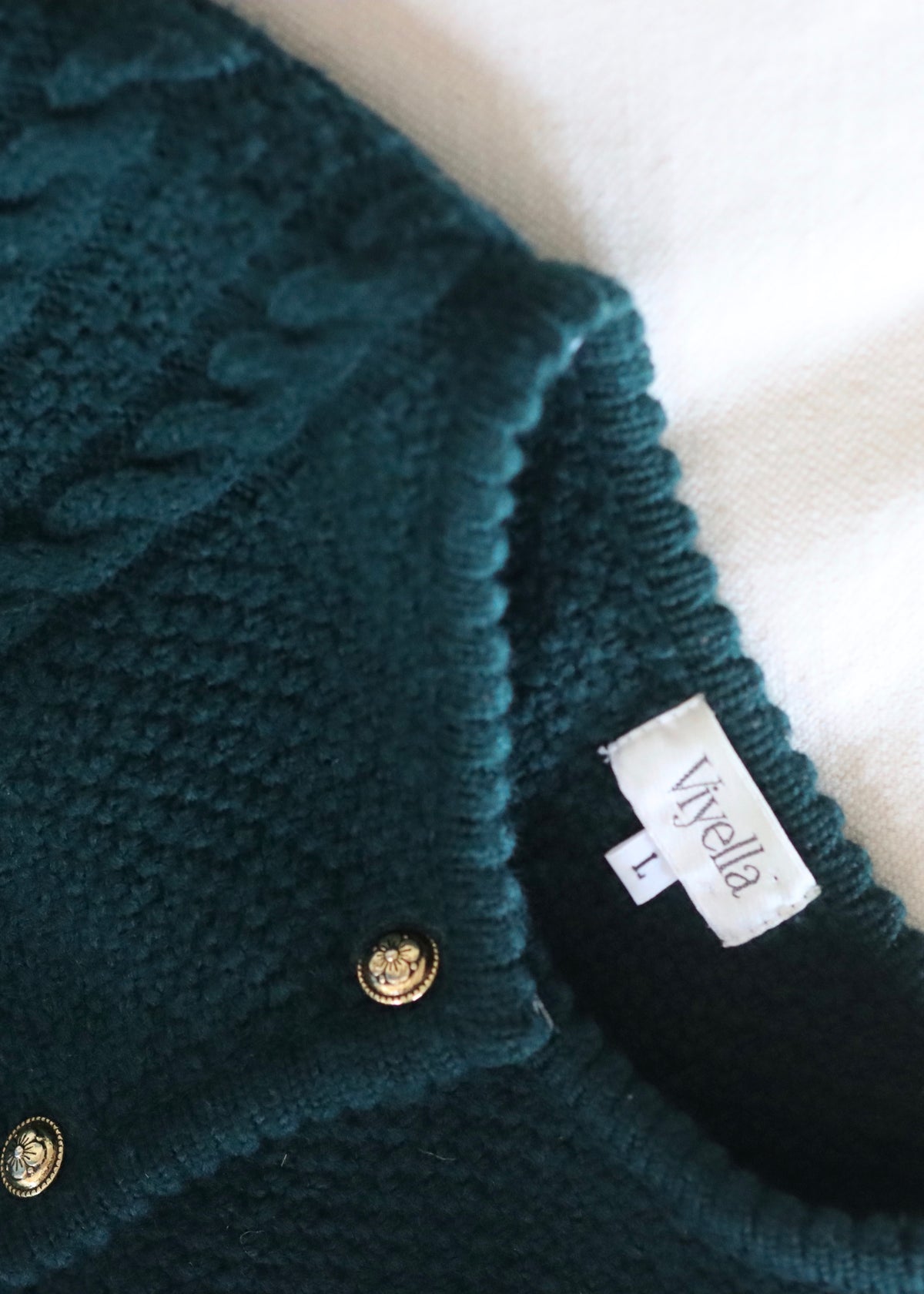 Viyella Green 1980s Wool Cardigan