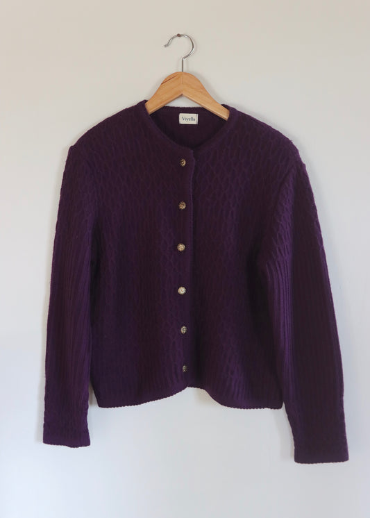 Viyella Purple 80s Merino Wool Cardigan