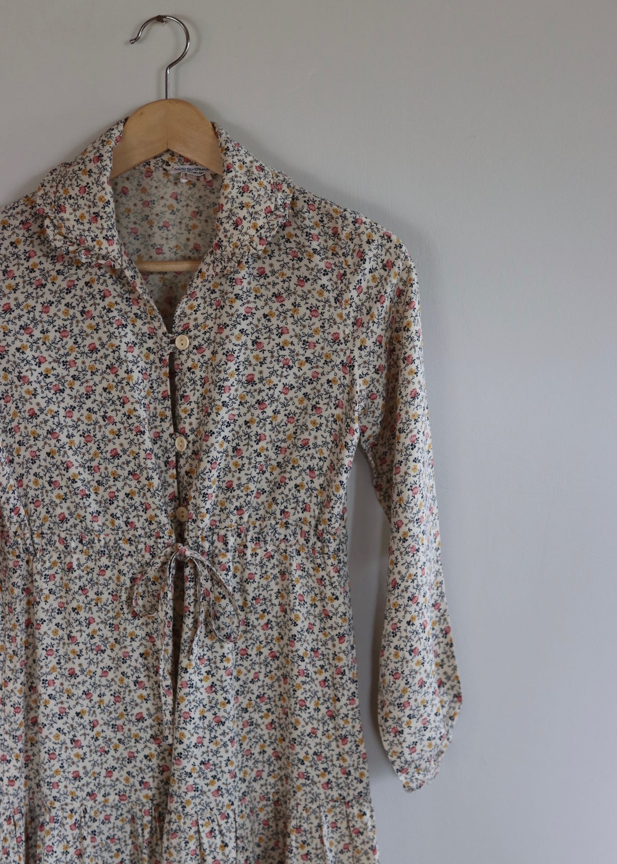 David Silverman 1970s Autumn Florals Tiered Dress
