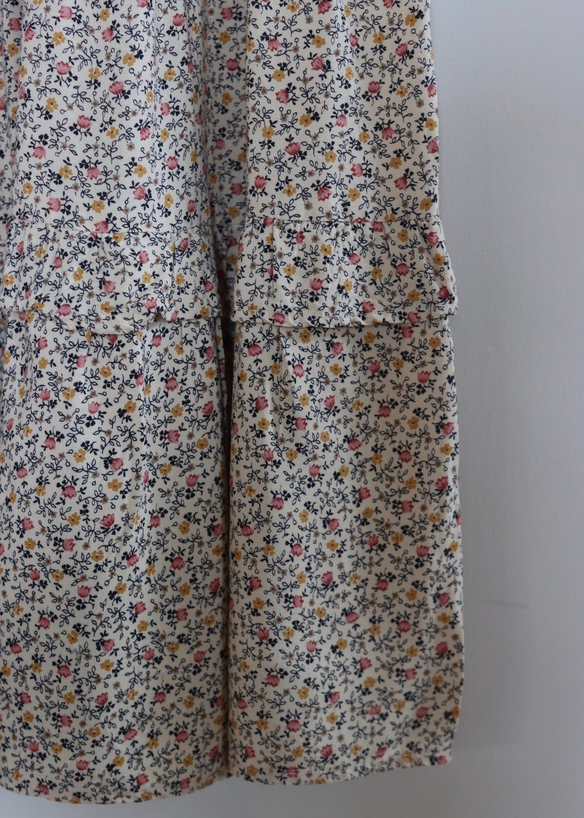 David Silverman 1970s Autumn Florals Tiered Dress