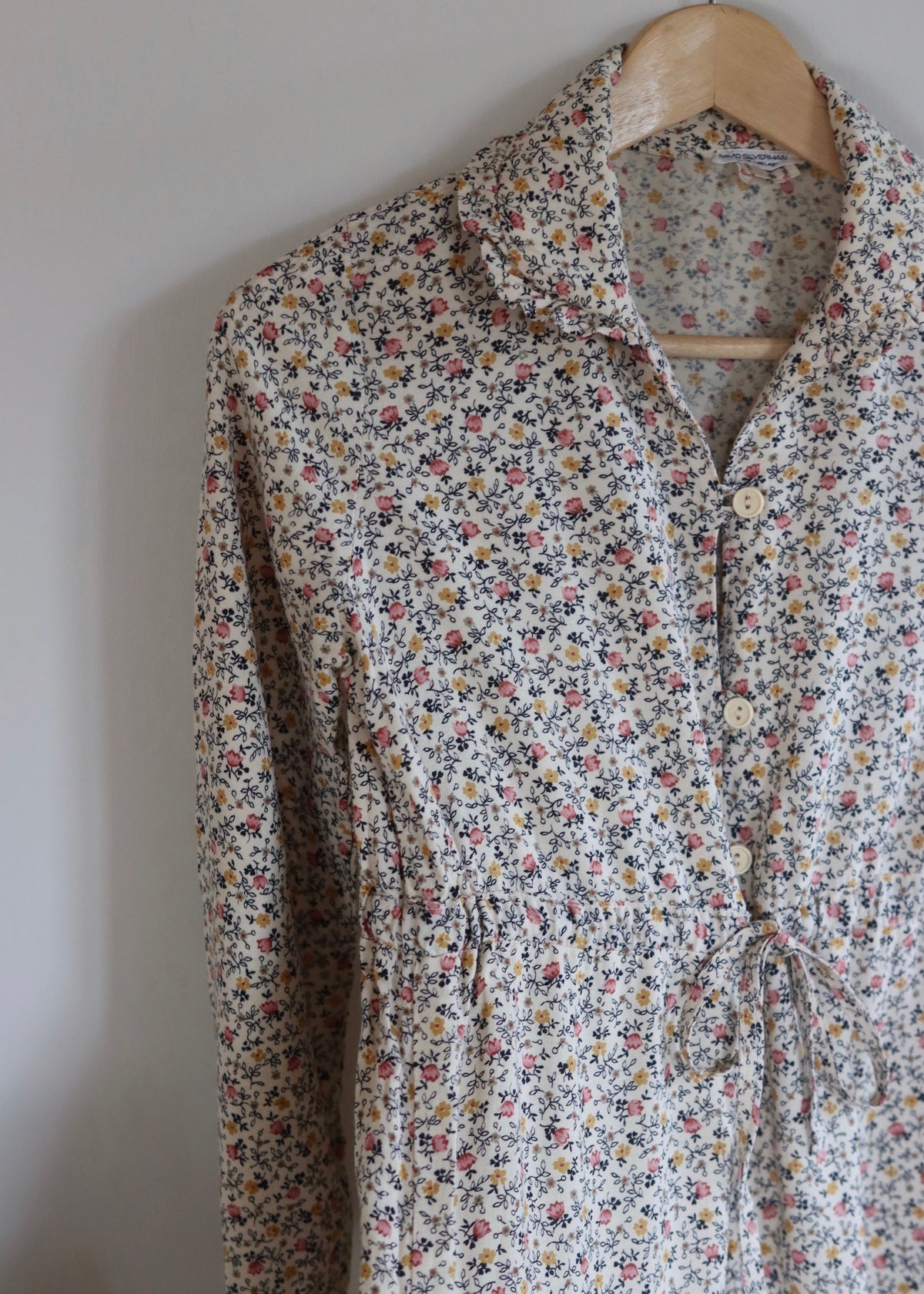 David Silverman 1970s Autumn Florals Tiered Dress