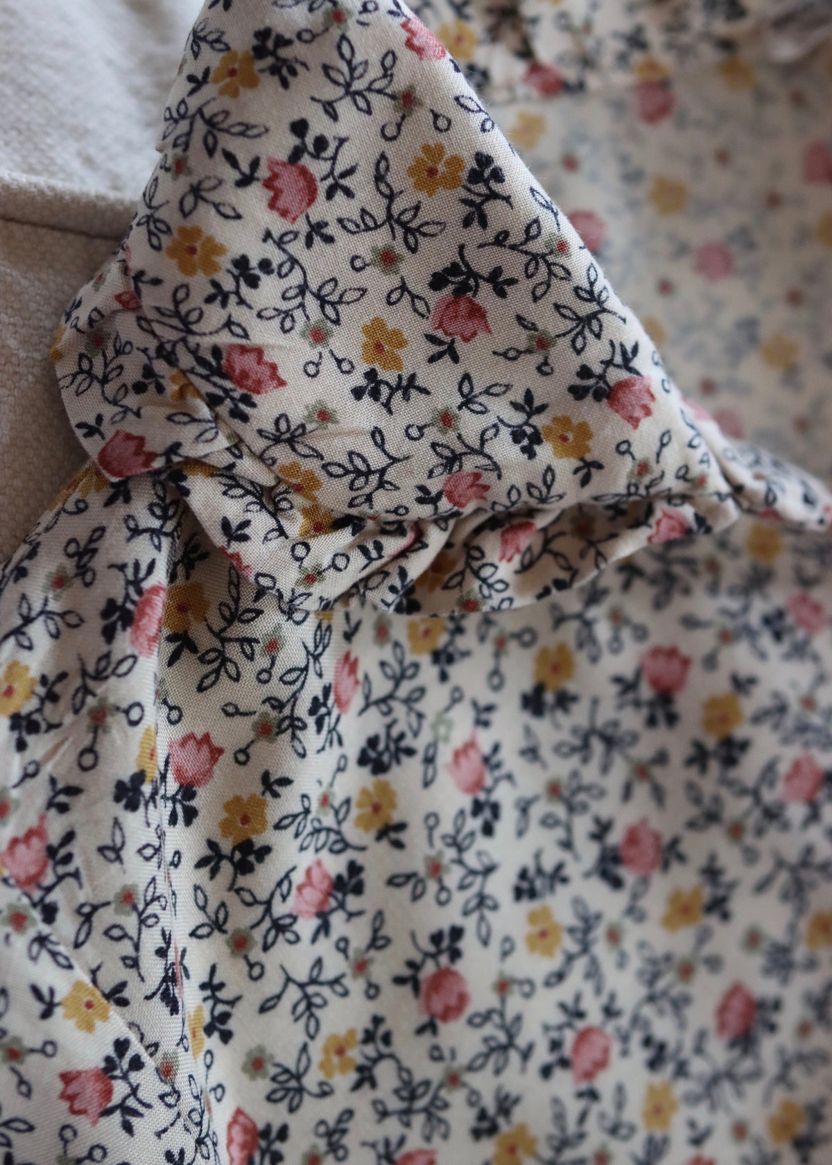 David Silverman 1970s Autumn Florals Tiered Dress
