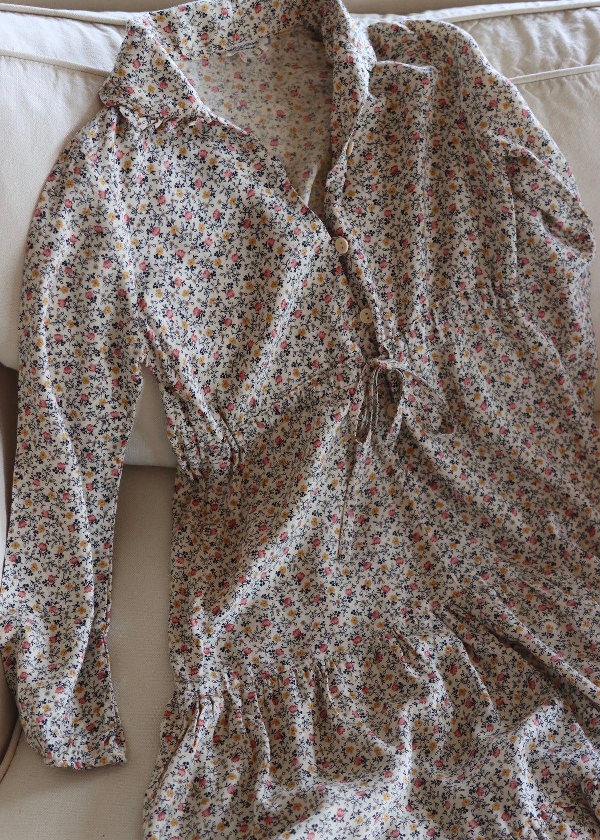 David Silverman 1970s Autumn Florals Tiered Dress