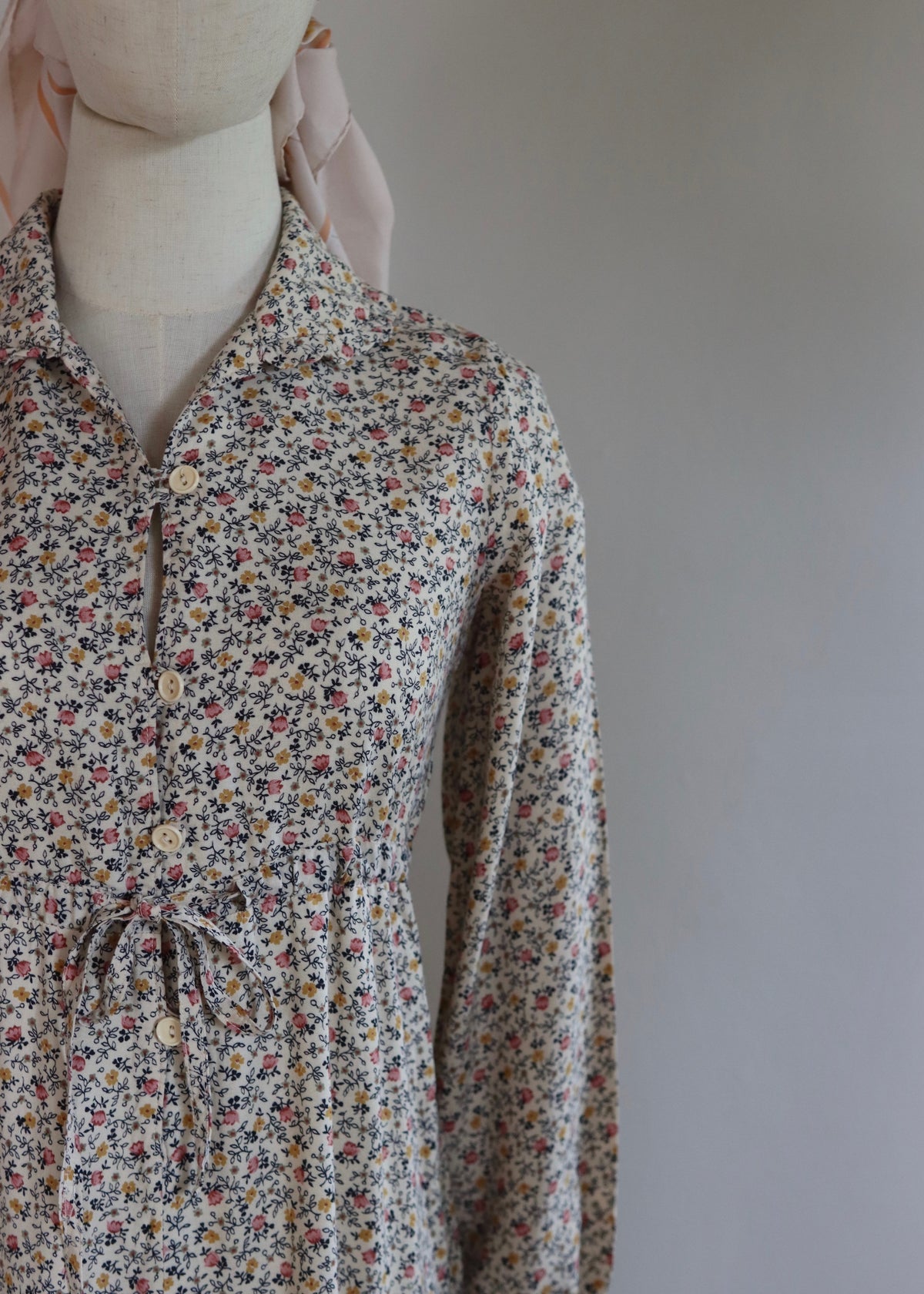 David Silverman 1970s Autumn Florals Tiered Dress
