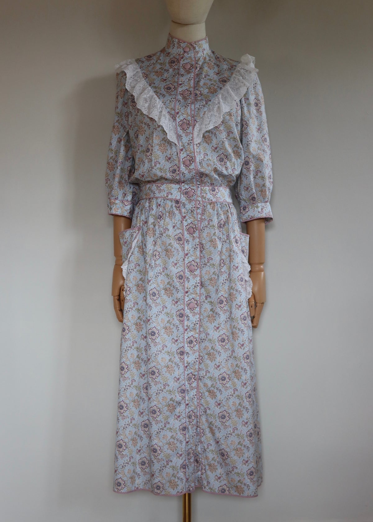 Anna Belinda Oxford 1980s Frill Prairie Dress