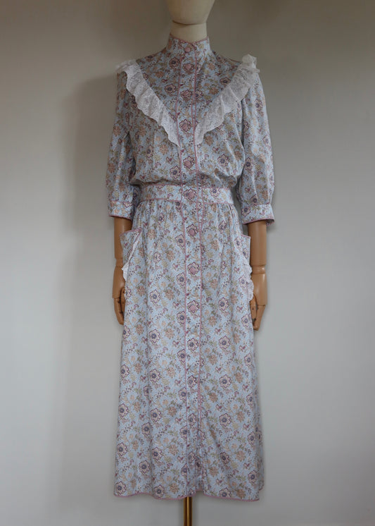 Anna Belinda Oxford 1980s Frill Prairie Dress