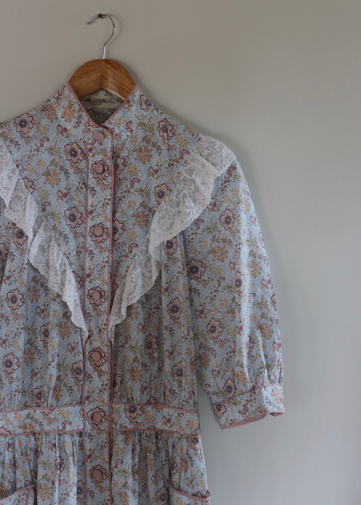 Anna Belinda Oxford 1980s Frill Prairie Dress