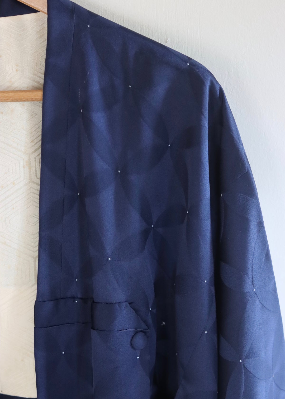 Blue Handmade Haori from Vintage Fabric