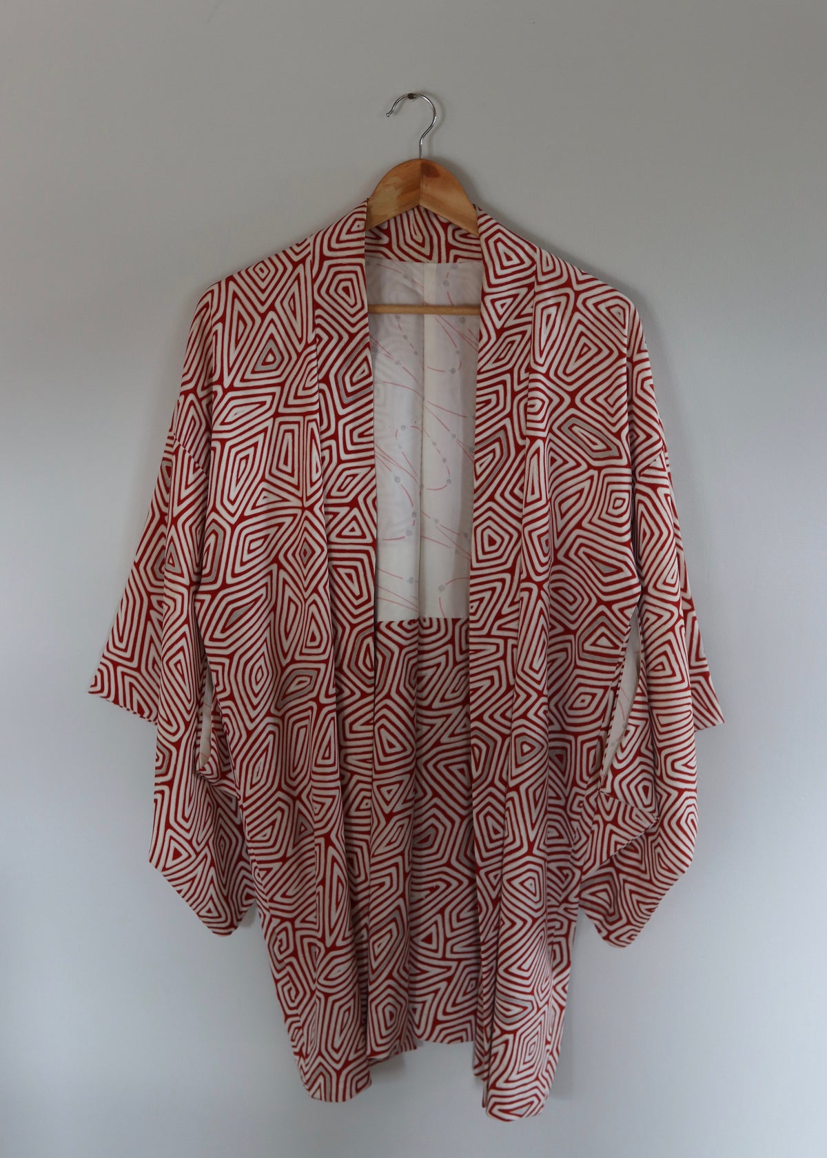 Red Handmade Haori from Vintage Fabric