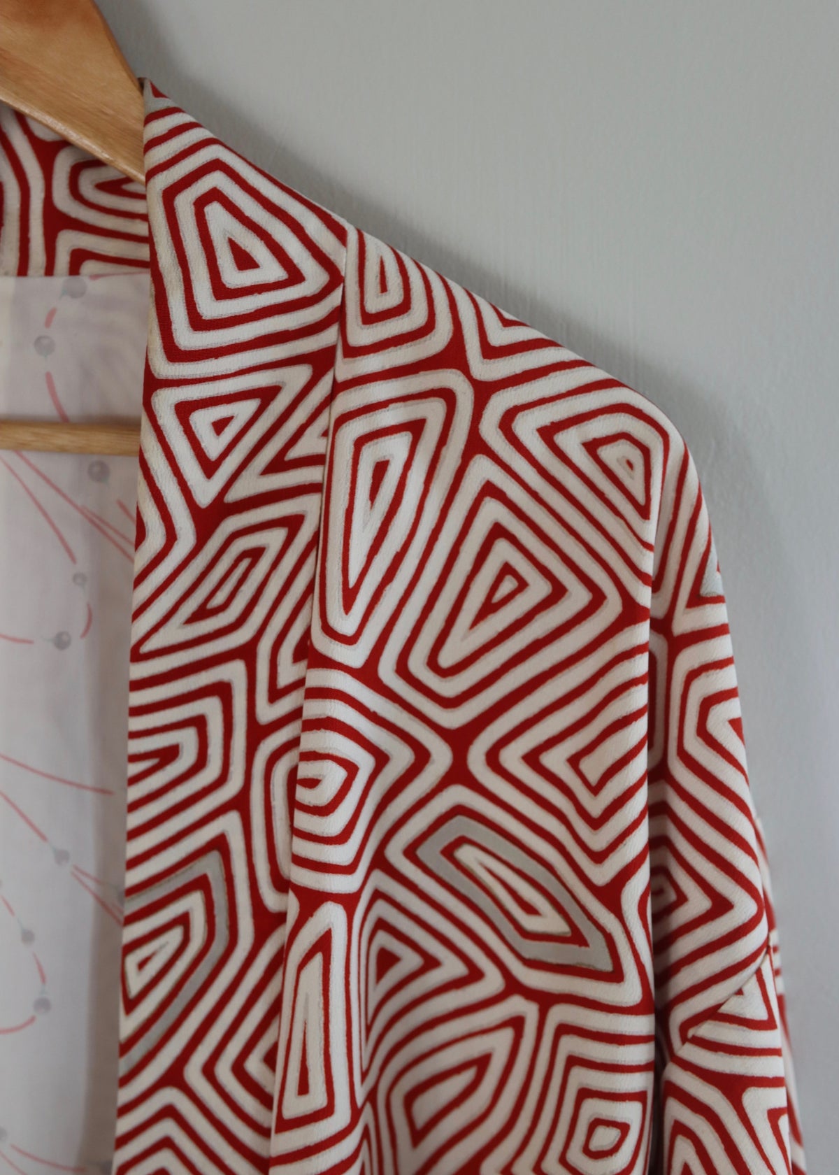 Red Handmade Haori from Vintage Fabric