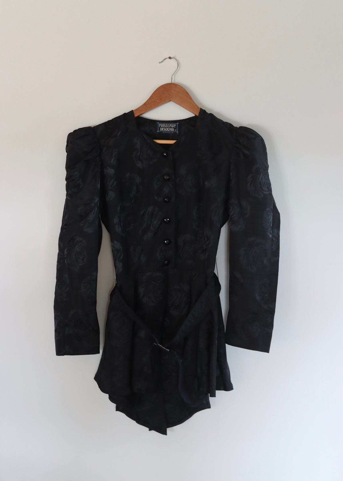 Black 80s Peplum Skirt Suit