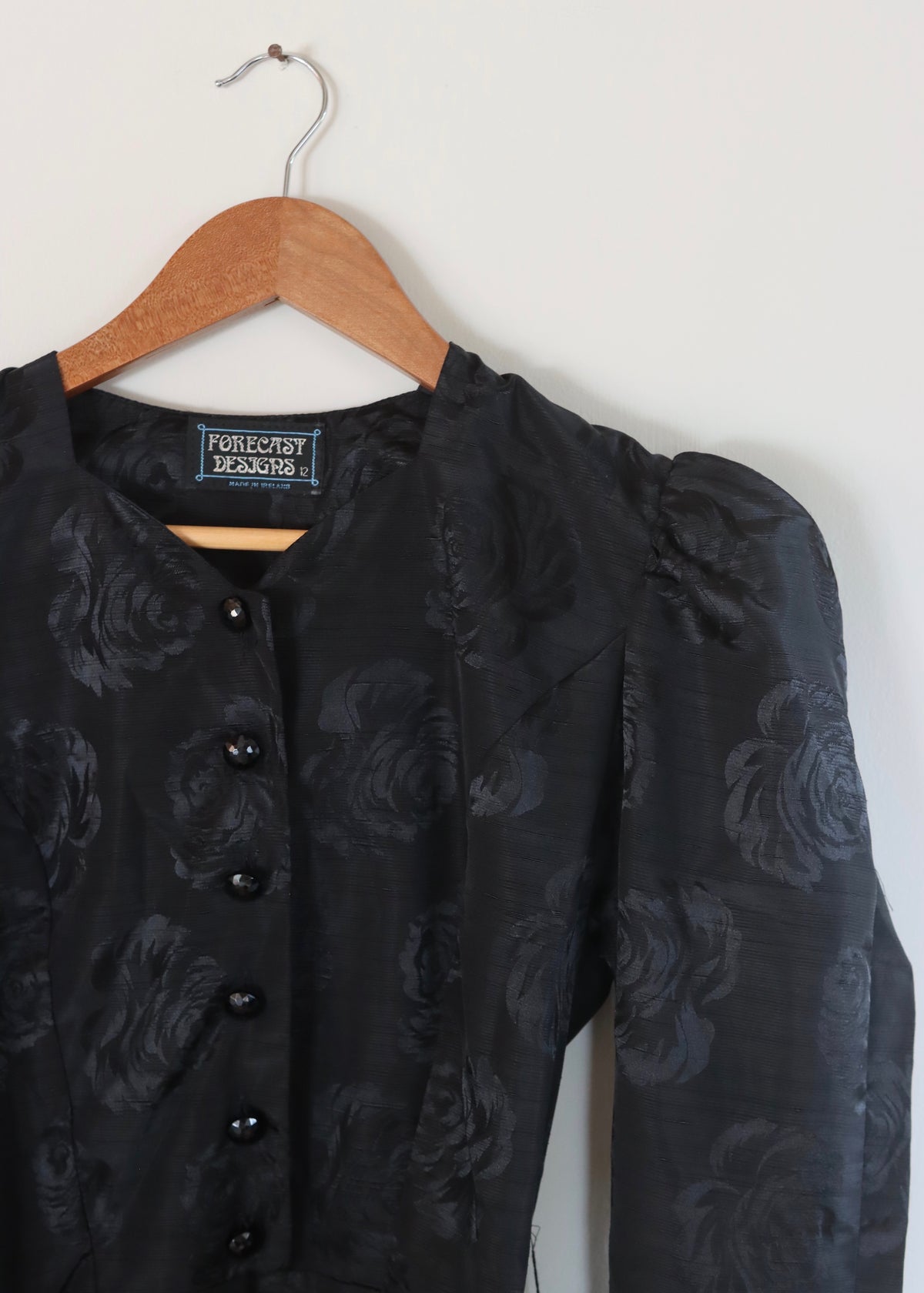 Black 80s Peplum Skirt Suit