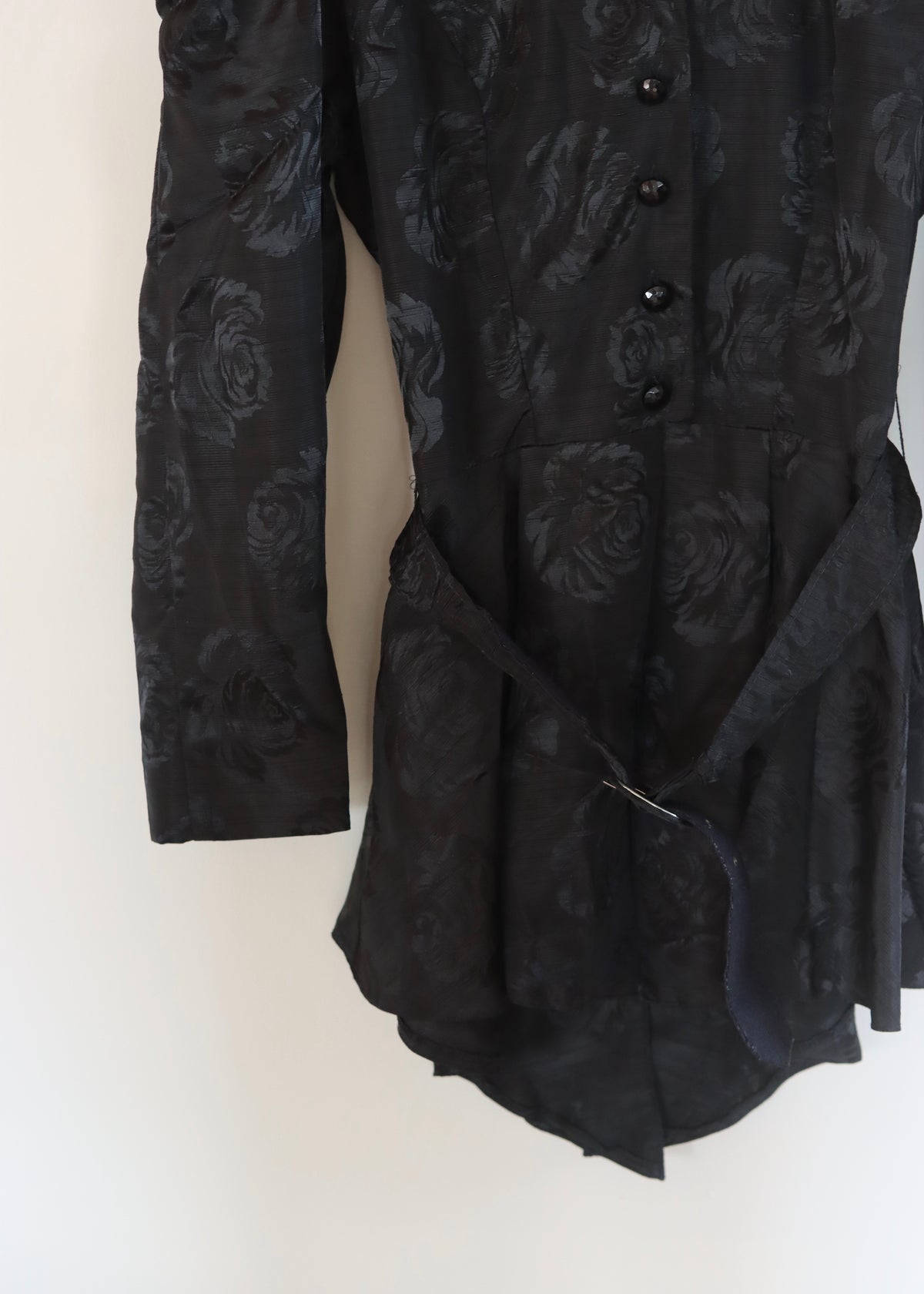Black 80s Peplum Skirt Suit