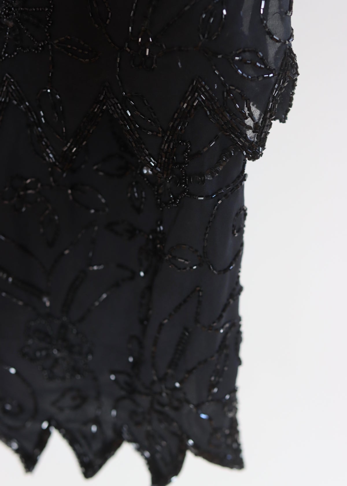 Black Tiered Hand Beaded Dress