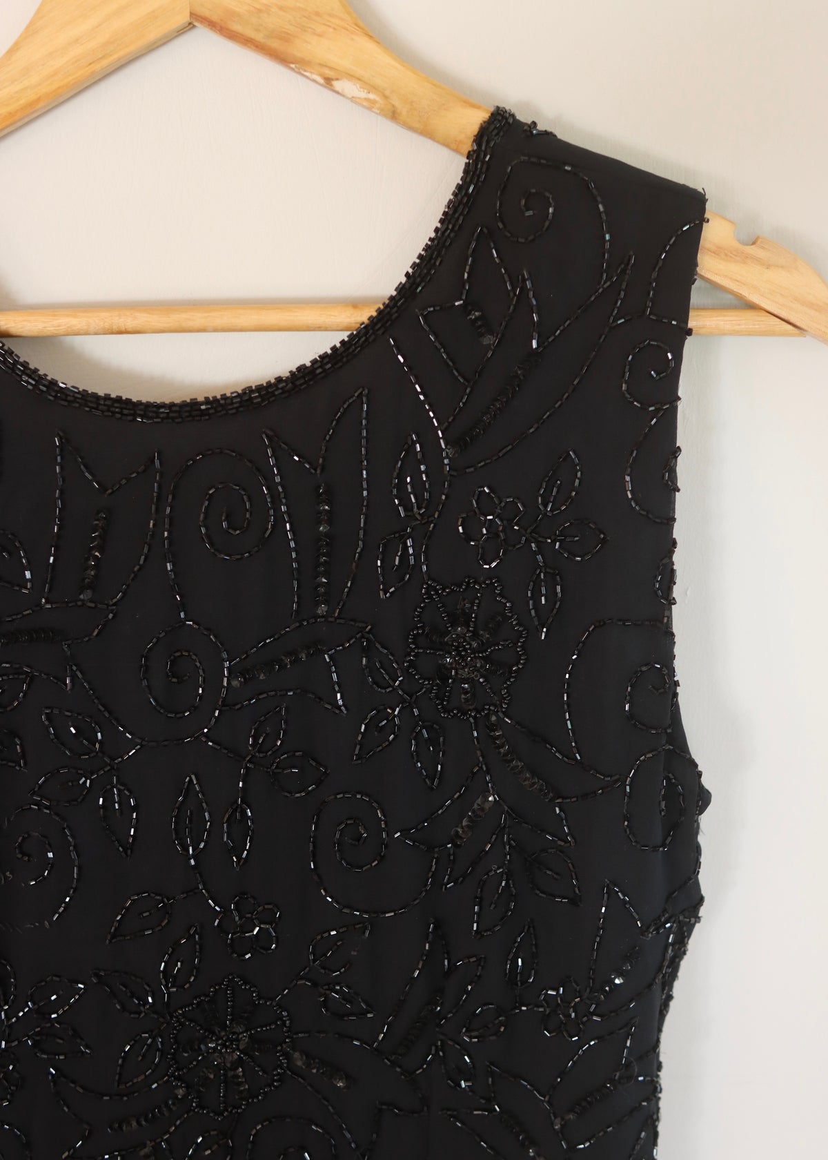 Black Tiered Hand Beaded Dress