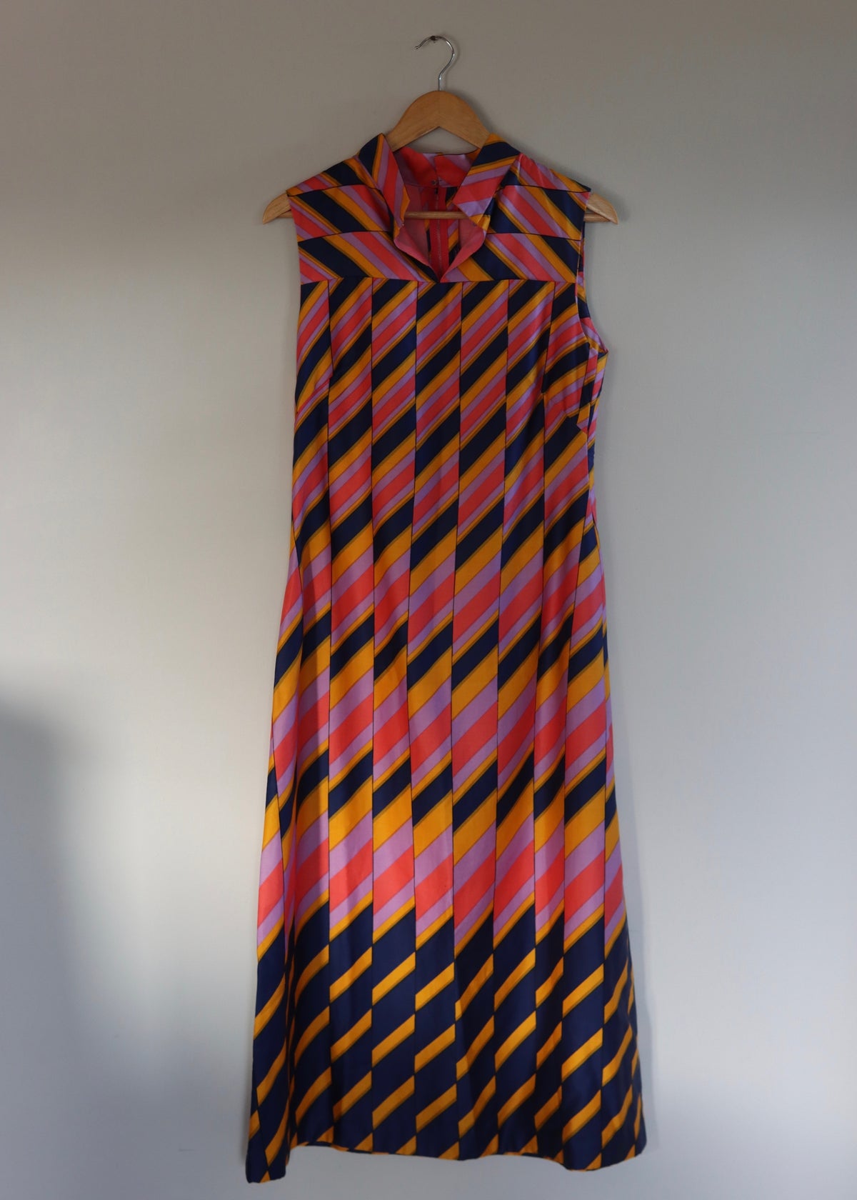 1970s Geometric Print Maxi Dress